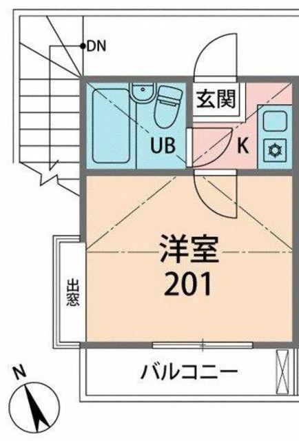 ポルシェ野方(1K/2階)の間取り写真