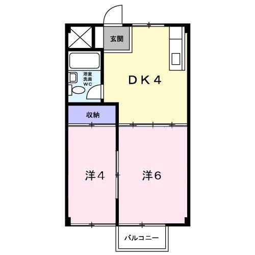 エレガンス葵(2K/2階)の間取り写真