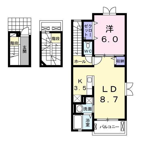 スタジオーネ(1LDK/3階)の間取り写真