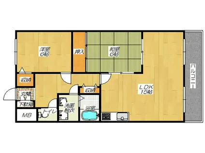 グレース深野(2LDK/3階)の間取り写真