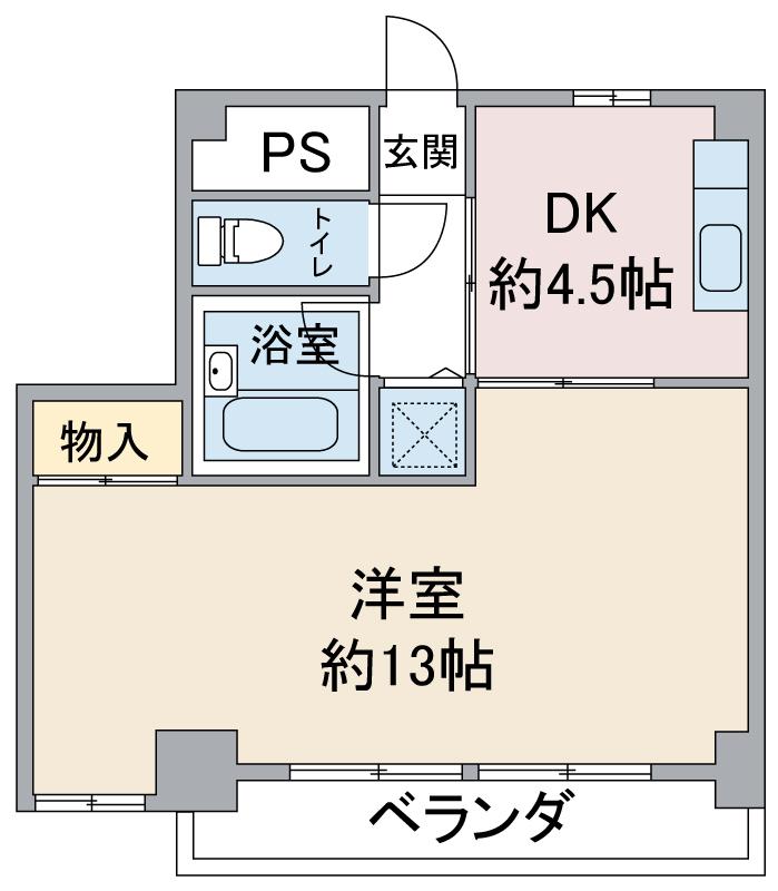 山の手荘(1DK/3階)の間取り写真