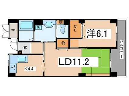ベルデ石きり(1LDK/5階)の間取り写真