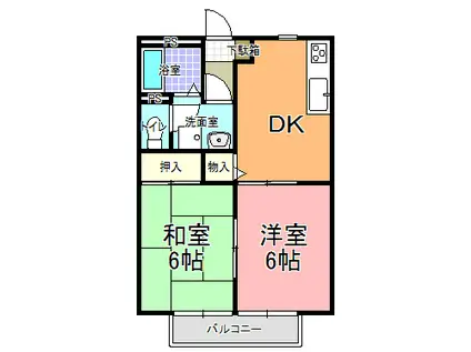 グレイスコート A棟(2DK/1階)の間取り写真