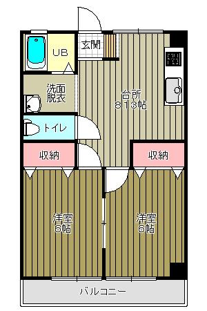 ジョイフル幸町(2DK/3階)の間取り写真