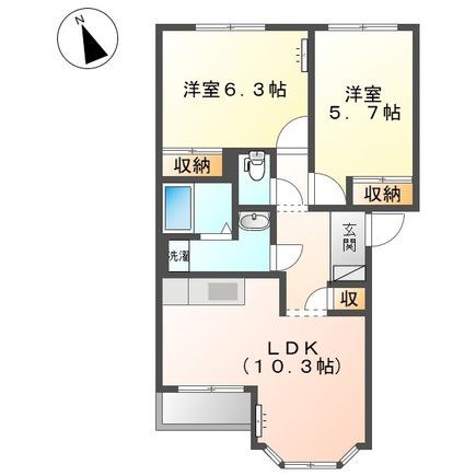 CHUCK BERRY HILLS(2LDK/2階)の間取り写真