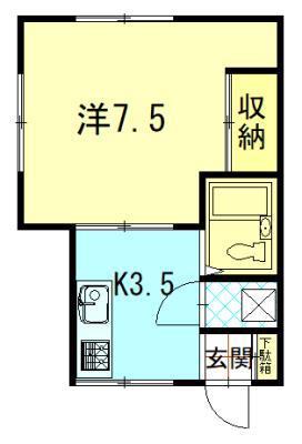 メープルオーク(1K/2階)の間取り写真