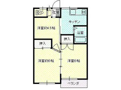 カームハイツB(3K/1階)の間取り写真