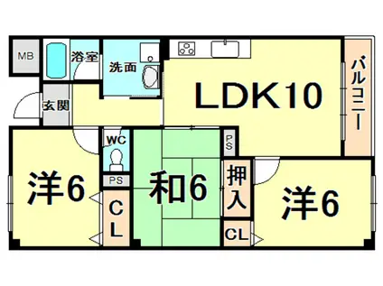 アメニティー上甲子園(3LDK/2階)の間取り写真