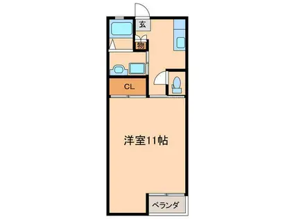 パロスおじま(1K/1階)の間取り写真