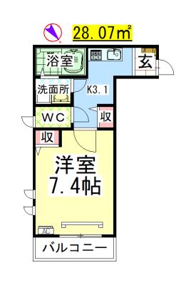 AF 上條メゾン(1K/2階)の間取り写真