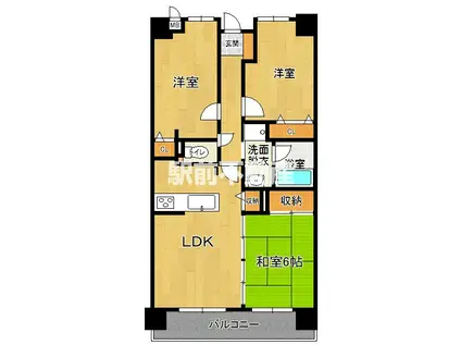 西新南スペーススクエア(3LDK/4階)の間取り写真