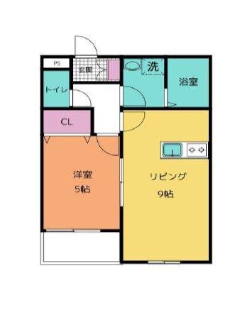 メゾンクレール東大利(1LDK/1階)の間取り写真