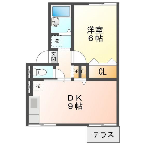カントリーハウス(1LDK/1階)の間取り写真
