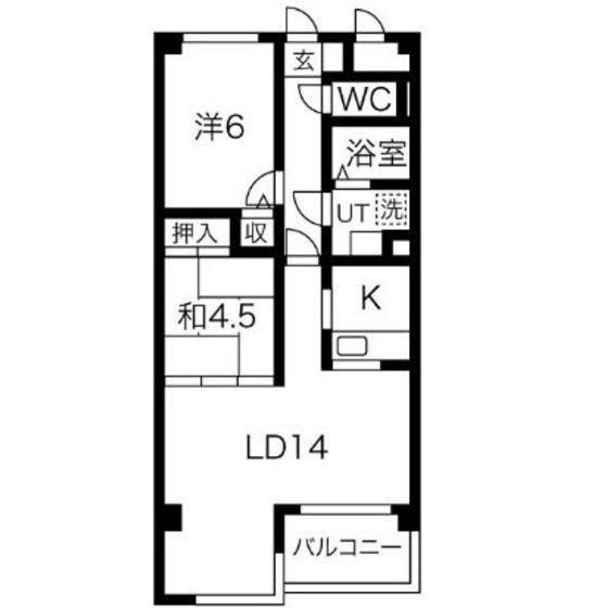 上杉五番館(2LDK/4階)の間取り写真
