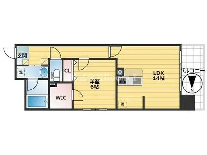 オーシャン松屋町(1LDK/9階)の間取り写真