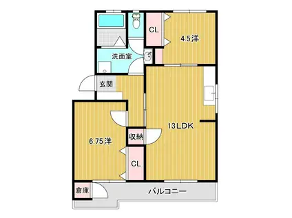 ヴァムハウス(2LDK/2階)の間取り写真