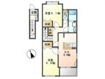 コーポ加藤(2DK/2階)の間取り写真