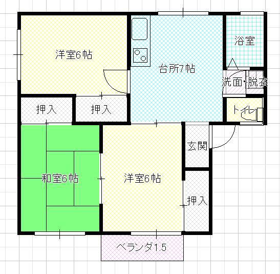 ダイヤモンドメゾン富の中(3DK/2階)の間取り写真