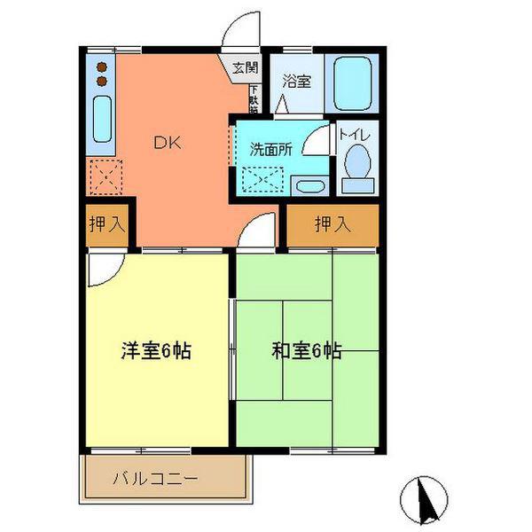 ラプラスT・O(2DK/2階)の間取り写真