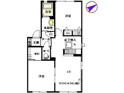 翠翠ガーデン(2LDK/1階)の間取り写真