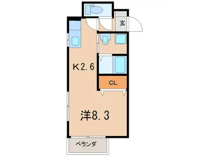 プランドール(ワンルーム/1階)の間取り写真