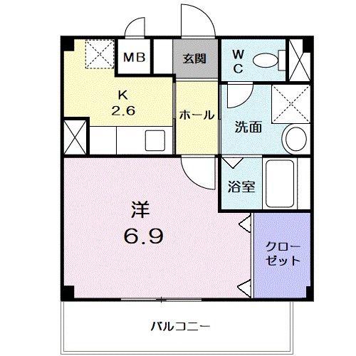 フォーリストヴィレッジ壱番館(1K/2階)の間取り写真