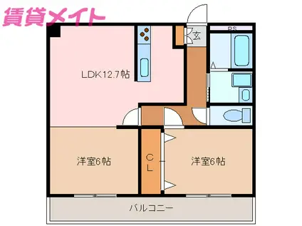 グリーンハイツ2(2LDK/1階)の間取り写真