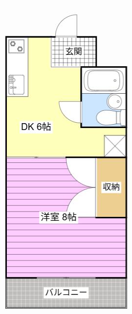 グランドゥール(1DK/1階)の間取り写真