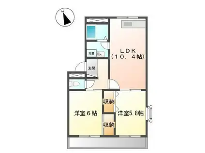 ナオティーフォー(2LDK/2階)の間取り写真