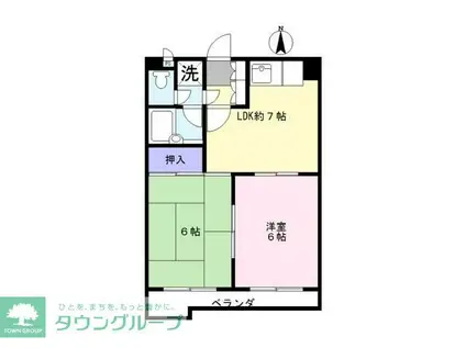 グリーンコート・パートI(2DK/4階)の間取り写真