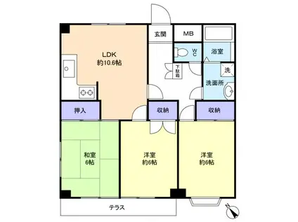 サンフラワーハイツ習志野(3LDK/1階)の間取り写真