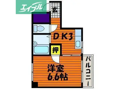 吉岡ビルII(1DK/4階)の間取り写真