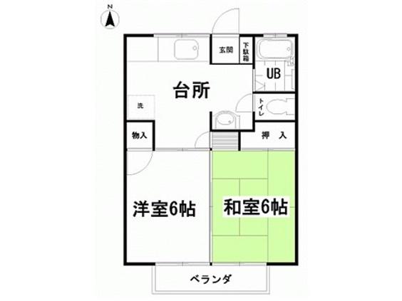 五町目一番館(2DK/1階)の間取り写真