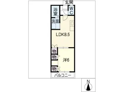 ロイヤルハイム重森(1LDK/2階)の間取り写真
