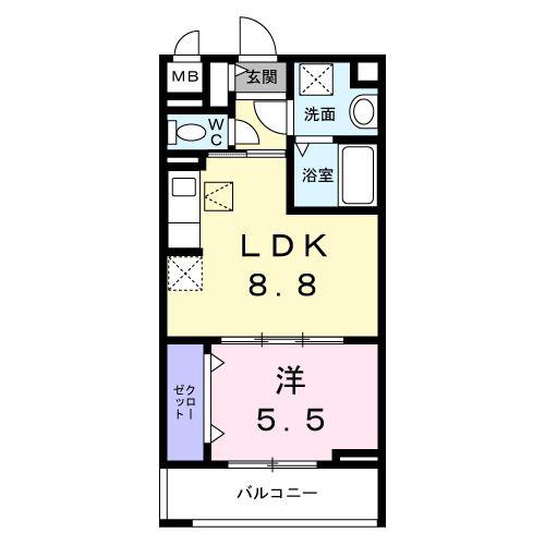 フォーリーフ クローバー(1LDK/1階)の間取り写真
