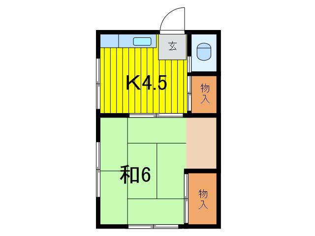 神藤荘(1K/2階)の間取り写真