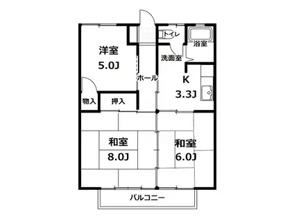 ワコーハイツ(3K/2階)の間取り写真