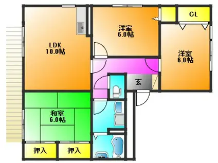 バティール西小森野 A棟(3LDK/3階)の間取り写真