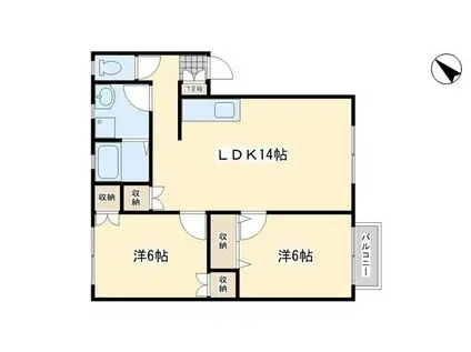 エクセレントK C棟(2LDK/2階)の間取り写真