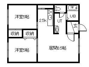 メゾンドエイシン(2LDK/2階)の間取り写真