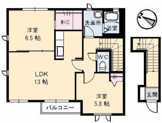 T・Kコート(2LDK/2階)の間取り写真
