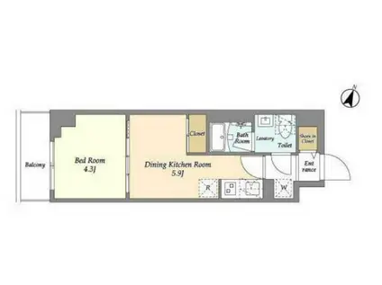 グランエール森下イースト(1DK/6階)の間取り写真