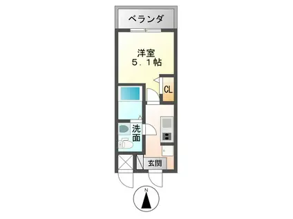 アリビオ立花II(1K/10階)の間取り写真