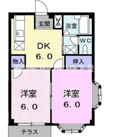 エルディム泉5(2DK/1階)の間取り写真