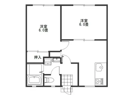 サンライフN・錦 B棟(2DK/1階)の間取り写真
