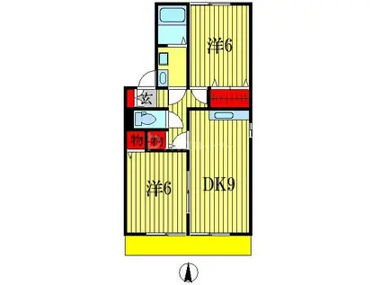 リシアンサスガーデンF棟(2DK/1階)の間取り写真