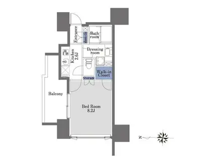 プライムメゾン早稲田(1K/4階)の間取り写真