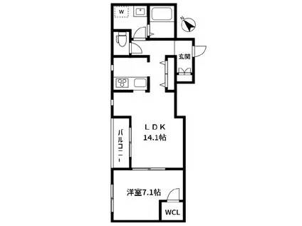 アロハス神楽坂(1LDK/2階)の間取り写真