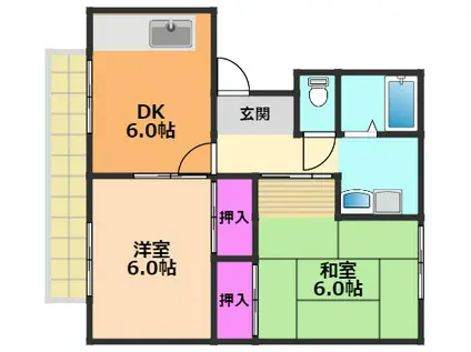 レジデンス セレニティーB(2DK/2階)の間取り写真