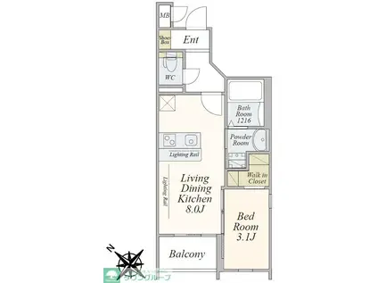 PLUS A HAKATA MODERNO(1LDK/2階)の間取り写真